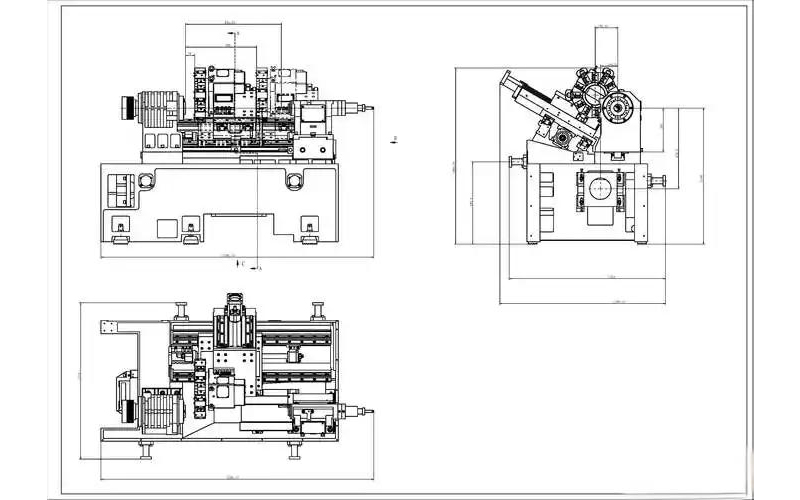 CNC machine structure showing bed, spindle, guideways, and drive systems